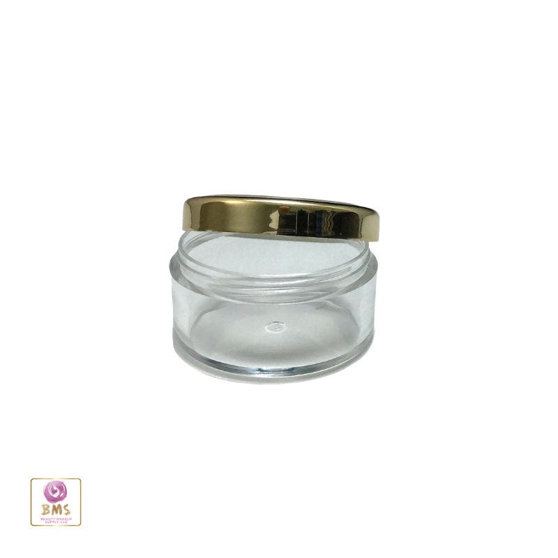 100 Cosmetic Jars Beauty Makeup Loose Face Powder Containers Gold Trim Acrylic Lid 30 Gram 30 Ml (3032-100) Discount Cosmetic Jars