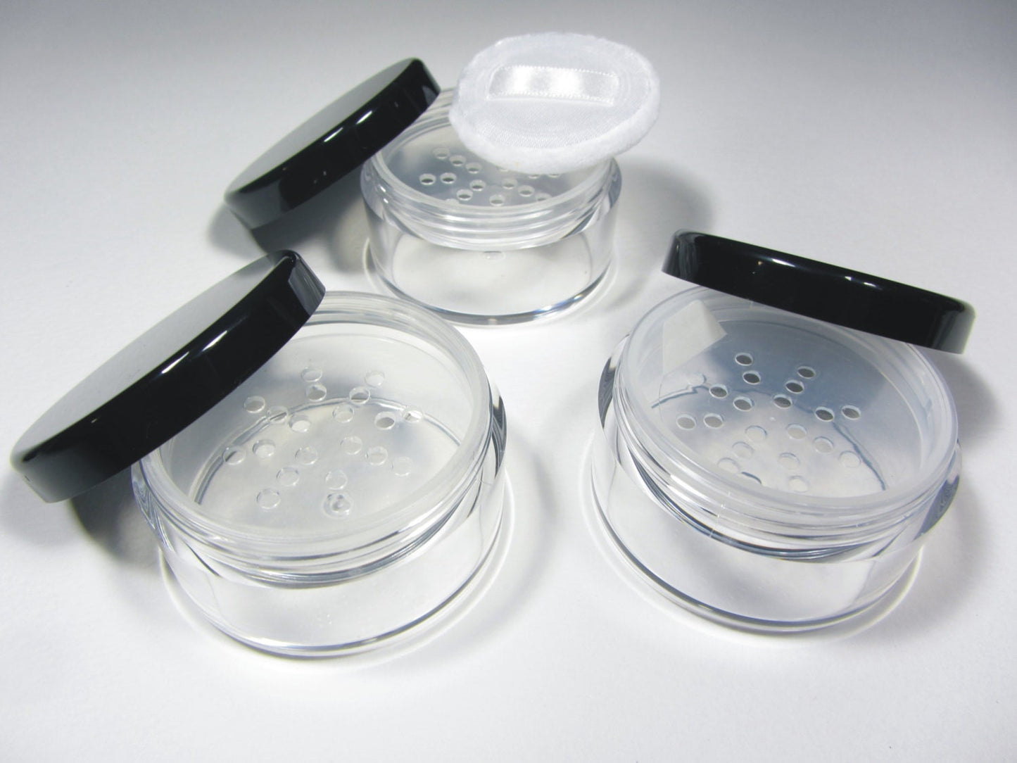 100 Makeup Jars Plastic Loose Powder Containers Lip Balm Cosmetic Beauty Packaging Black Lid 30 Gram 30 Ml (3063-100) Discount Cosmetic Jars