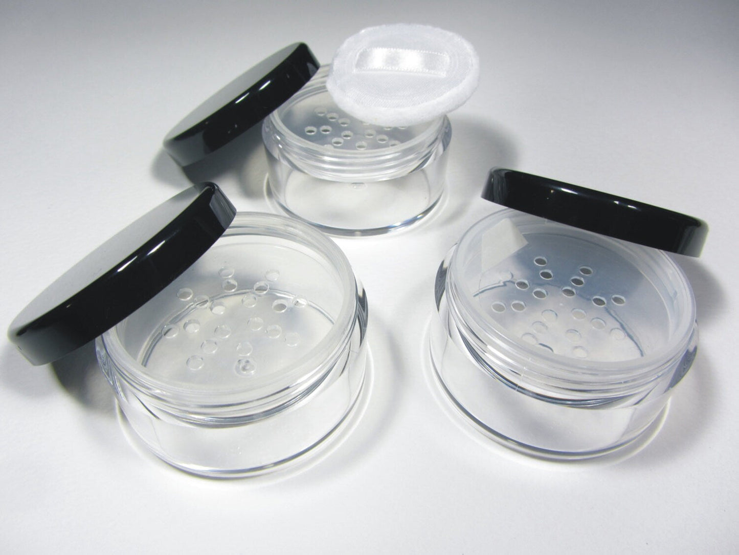 20 Makeup Jars Plastic Loose Powder Containers Lip Balm Cosmetic Beauty Packaging Black Lid 30 Gram 30 Ml (3063-20) Discount Cosmetic Jars