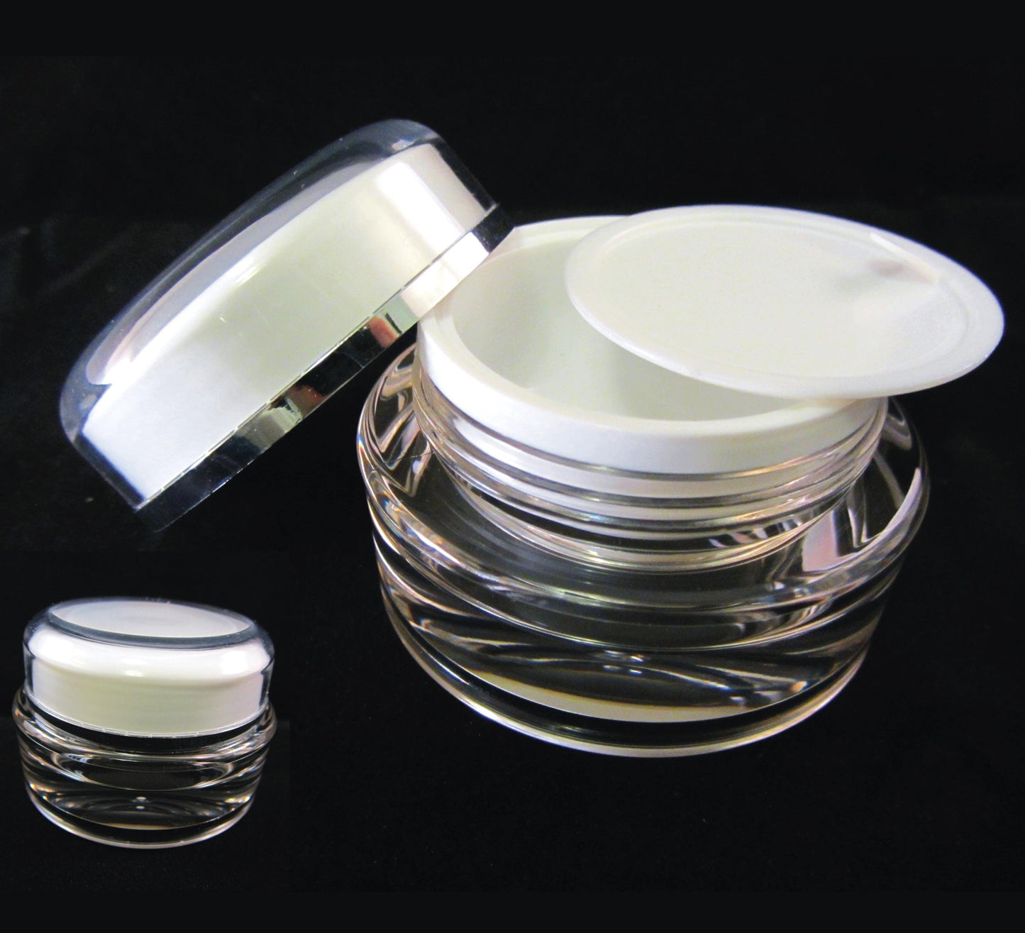 25 Acrylic Cosmetic Cream Jar Elegant Beauty Skincare Containers w/ Sealing Disc 15 Ml 0.5 oz. (3115-25) Discount Cosmetic Jars