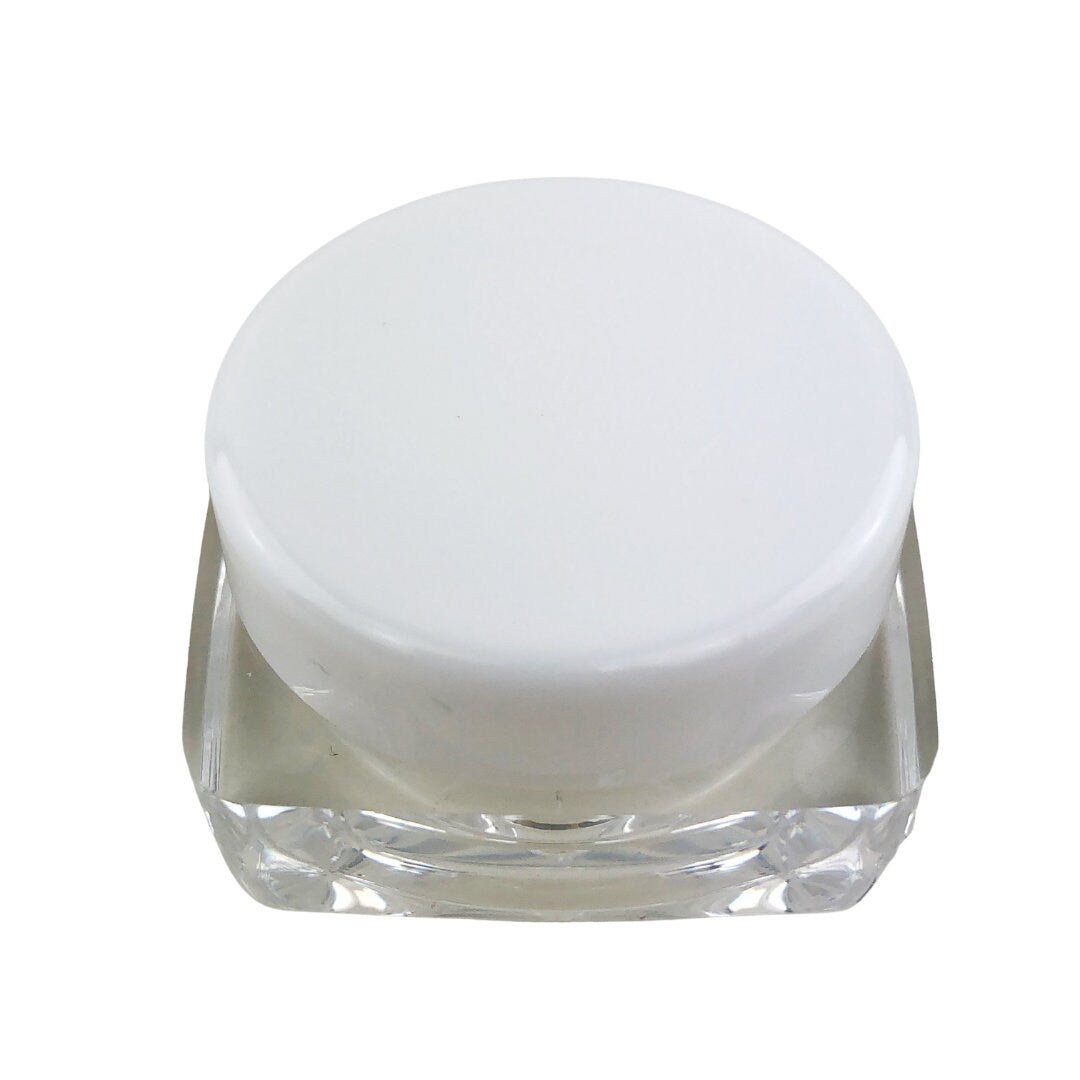 5 Cosmetic Jars Thick Wall Square Plastic Lip Gloss Glitter Eyeshadow Beauty Containers 10 Gram 10 Ml White Lid (3186-5) Discount Cosmetic Jars