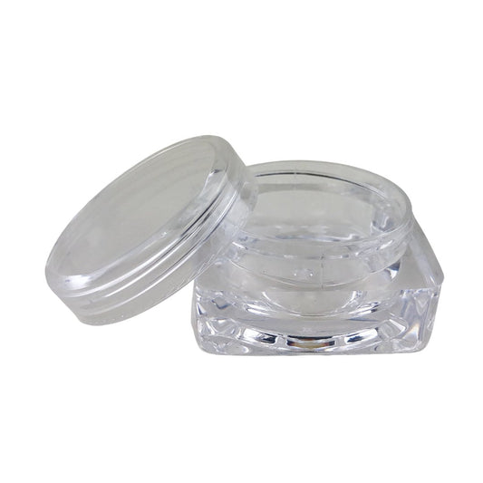 100 Cosmetic Containers Empty Square Plastic Thick Wall Beauty Lip Balm Jars 10 Gram 10 Ml Clear Lids (3187-100) Discount Cosmetic Jars