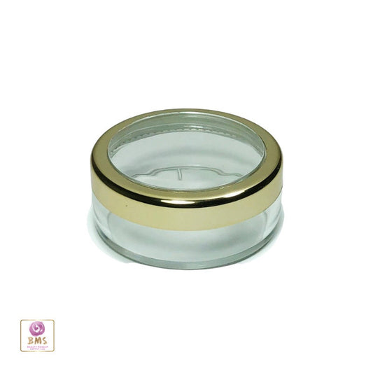 100 Cosmetic Jars Empty Plastic Beauty Makeup Container Packaging 20 Gram 20 Ml Gold Trim Acrylic Window Lid (3022-100) Discount Cosmetic Jars