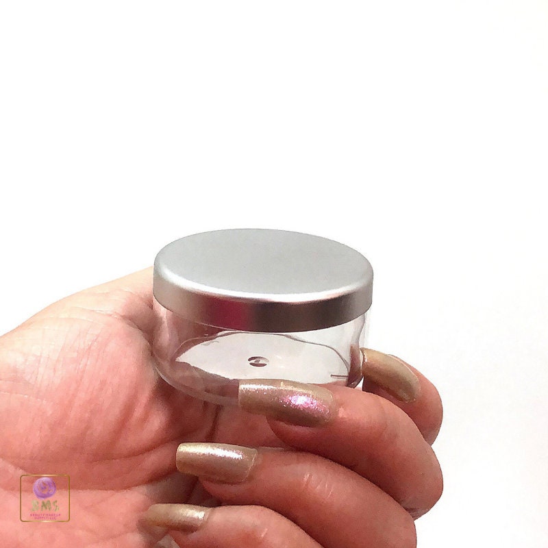 20 Cosmetic Jars Clear Plastic Beauty Loose Face Powder Containers Silver Lid 30 Gram 30 Ml (3035-20) Discount Cosmetic Jars