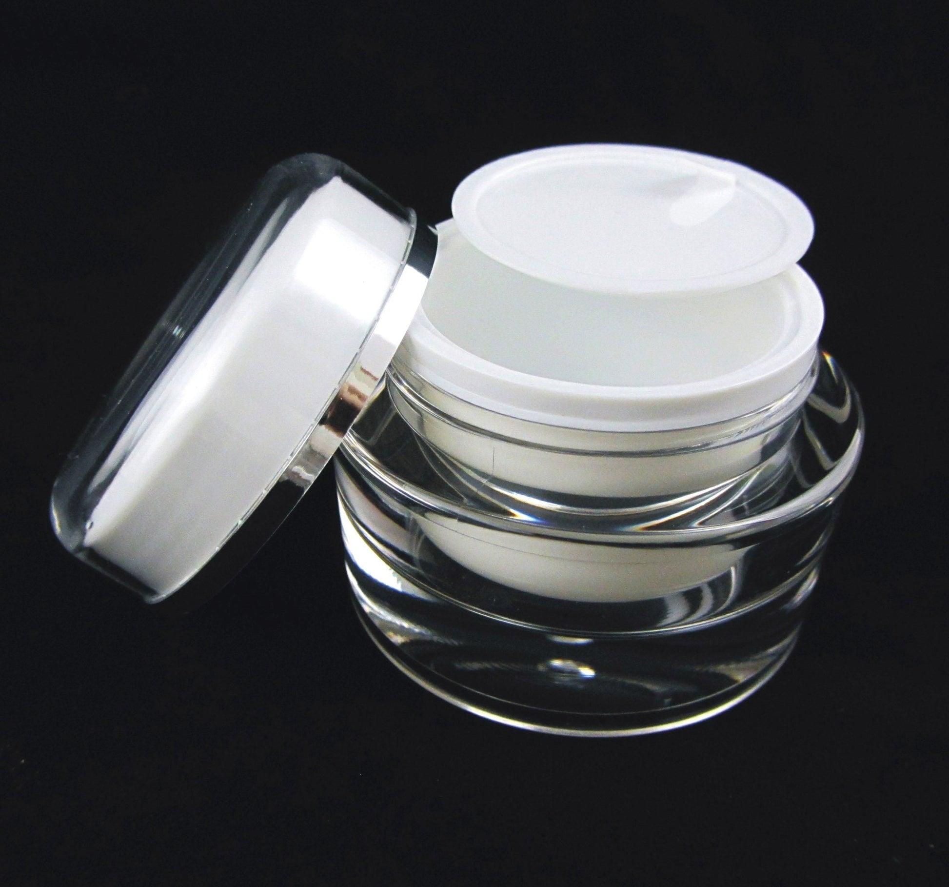 25 Acrylic Cosmetic Cream Jar Elegant Beauty Containers w/ Sealing Disc 30 Ml 1 oz. (3130-25) Discount Cosmetic Jars