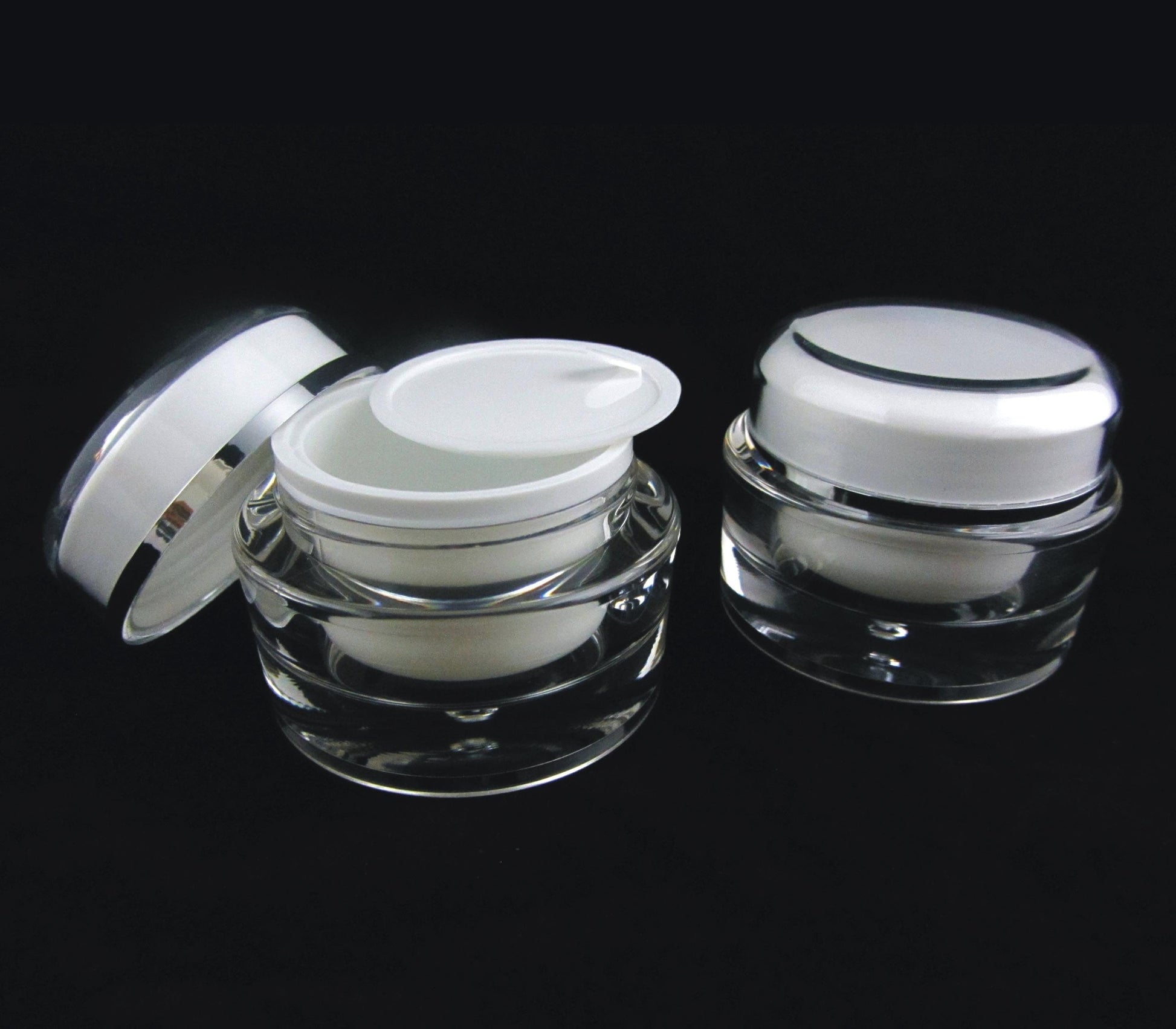 25 Acrylic Cosmetic Cream Jar Elegant Beauty Containers w/ Sealing Disc 30 Ml 1 oz. (3130-25) Discount Cosmetic Jars