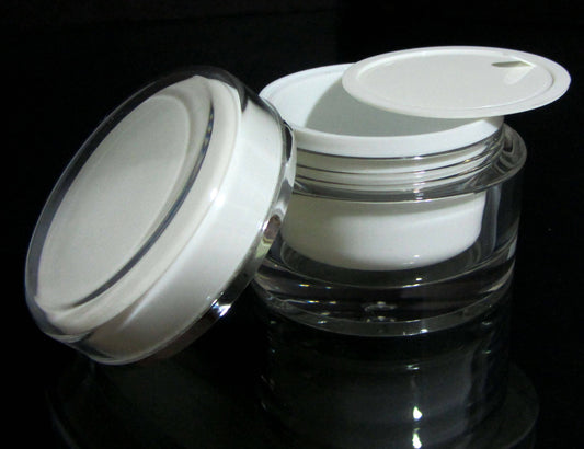 25 Acrylic Cosmetic Cream Jar Elegant Beauty Empty Containers w/ Sealing Disc 50 ML (3150-25) Discount Cosmetic Jars