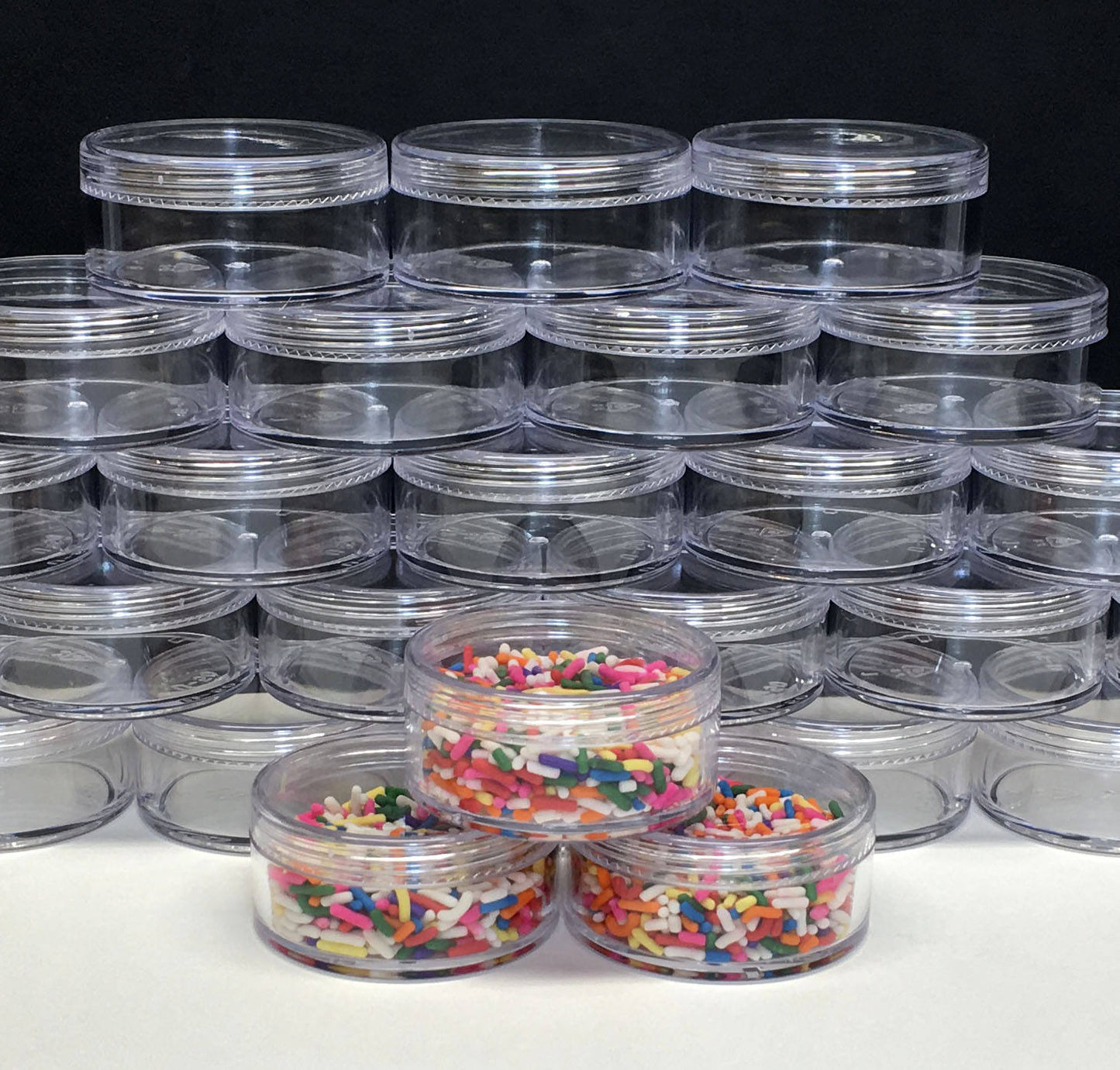 45 Cosmetic Jars with Sifter & Powder Puffs Option Plastic Beauty Storage Containers Clear Lids 50 Gram 50 Ml (3057-45) Discount Cosmetic Jars