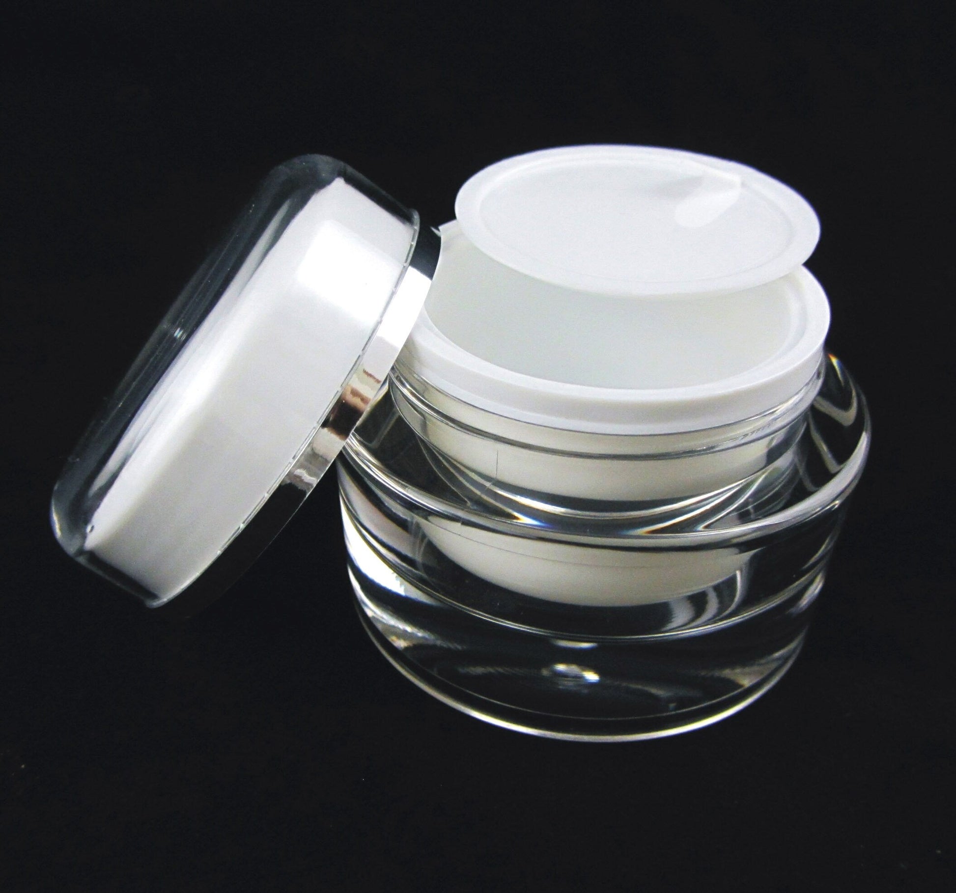 5 Acrylic Cosmetic Cream Jar Elegant Beauty Skincare Containers w/ Sealing Disc 30 Ml 1 oz.(3130-5) Discount Cosmetic Jars