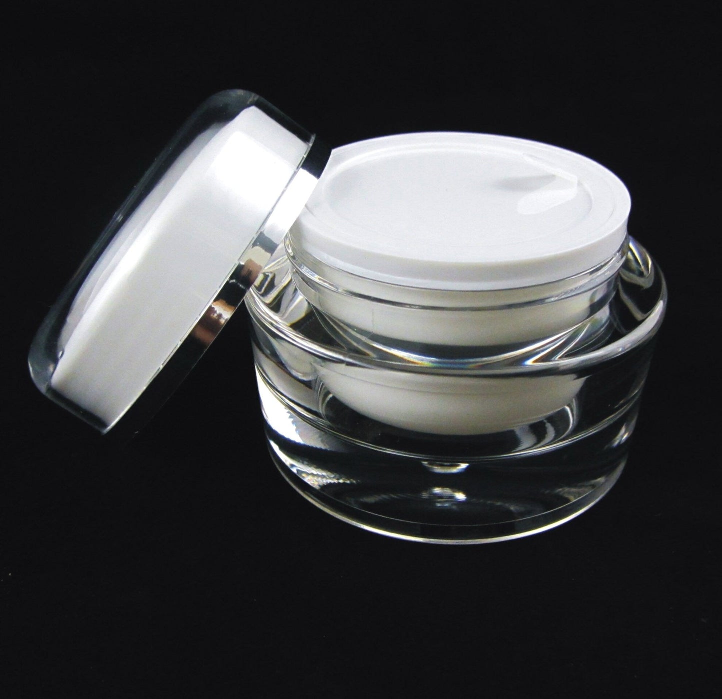 5 Acrylic Cosmetic Cream Jar Elegant Beauty Skincare Containers w/ Sealing Disc 30 Ml 1 oz.(3130-5) Discount Cosmetic Jars