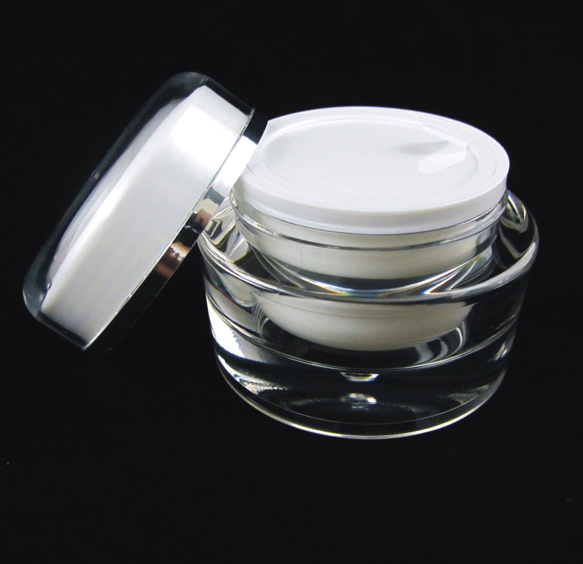 5 Acrylic Cosmetic Cream Jar Elegant Beauty Skincare Containers w/ Sealing Disc 30 Ml 1 oz.(3130-5) Discount Cosmetic Jars