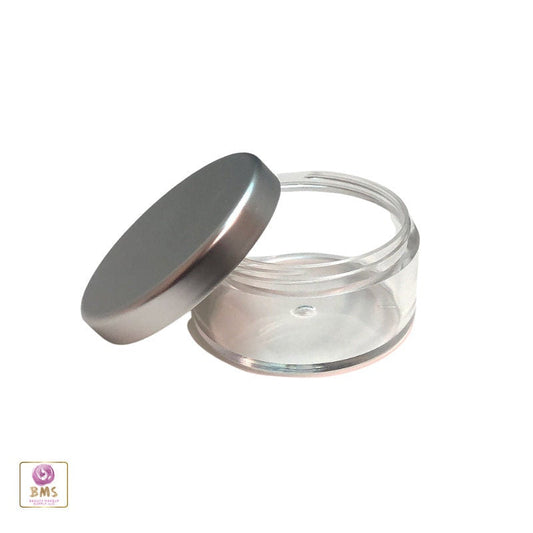 5 Cosmetic Jars Clear Plastic Beauty Loose Face Powder Containers Bead Storage Silver Lid 30 Gram 30 Ml (3035-5) Discount Cosmetic Jars