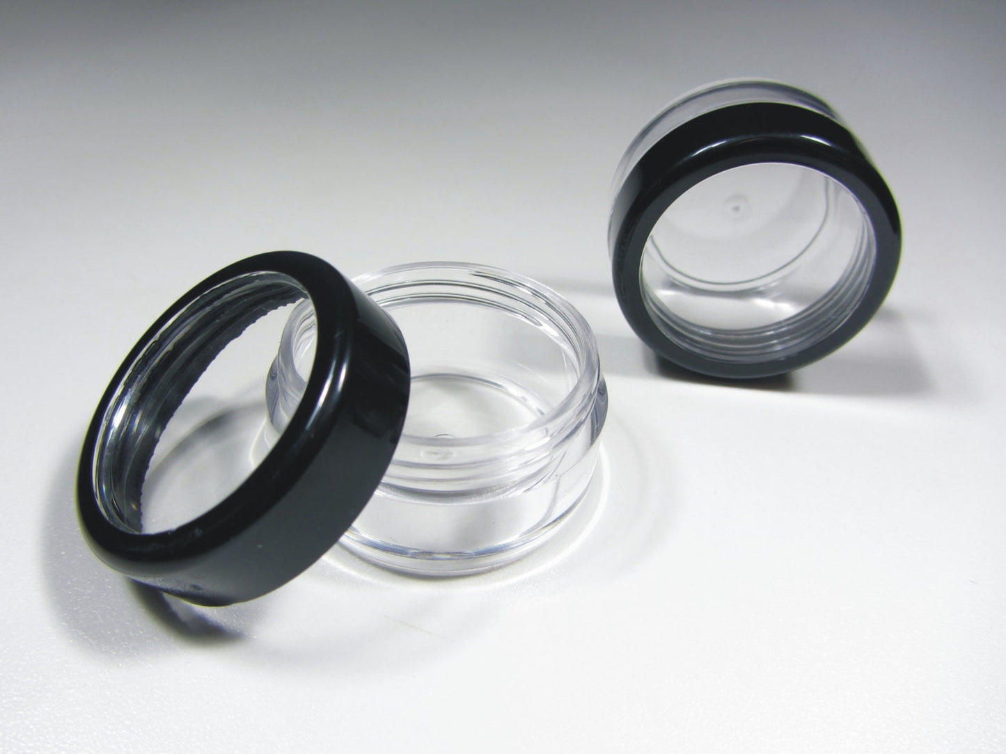 5 Cosmetic Jars Plastic Beauty Lip Balm Makeup Containers Black Trim Acrylic Lid 10 Gram 10 Ml (3010-5) Discount Cosmetic Jars