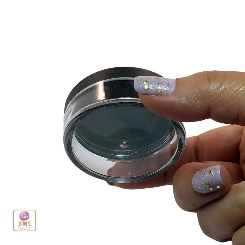 5 Cosmetic Jars Plastic Beauty Makeup Powder Container Matte Black Lids 20 Gram 20 Ml (3072-5) Discount Cosmetic Jars