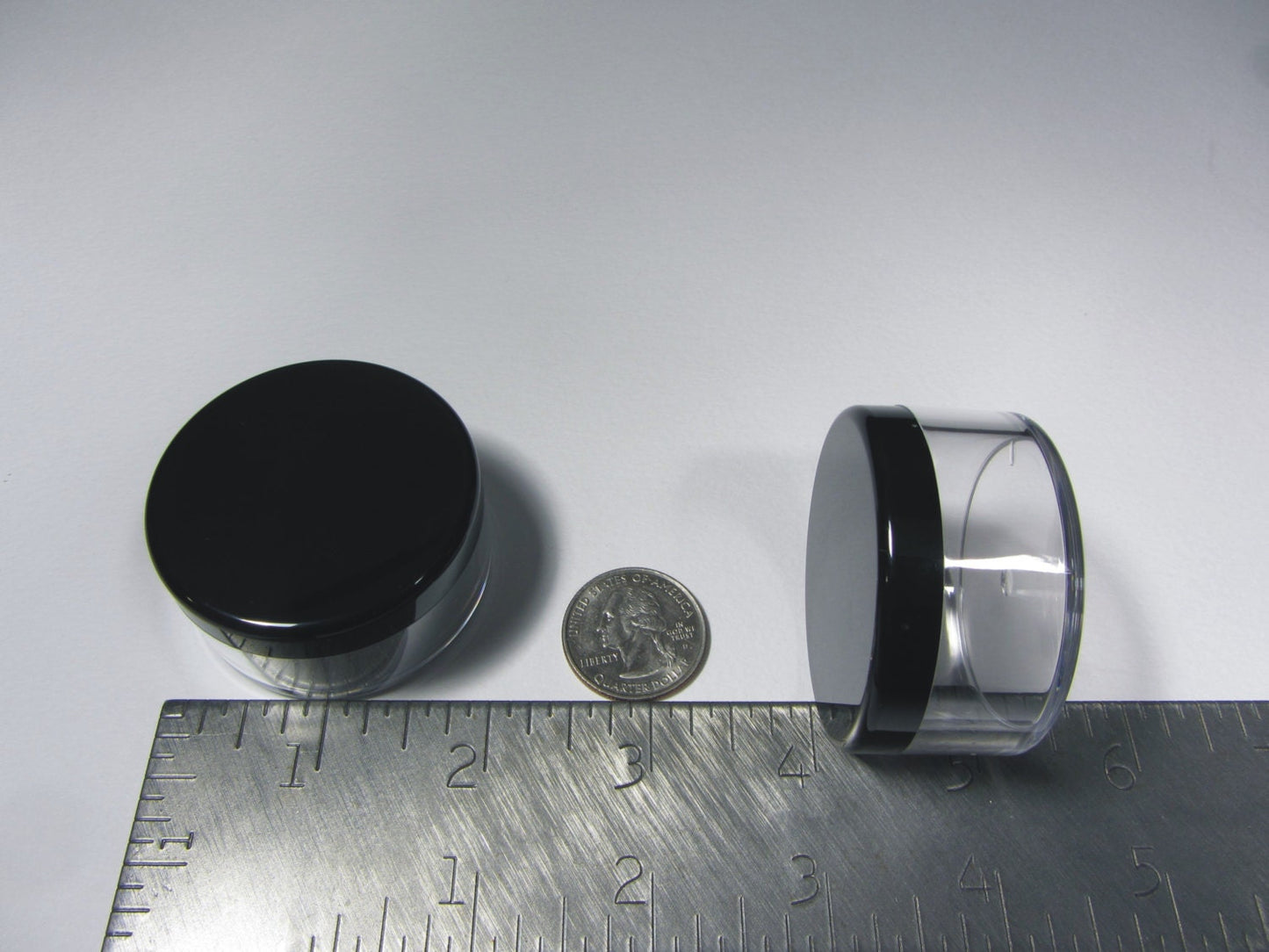 5 Makeup Jars Plastic Loose Powder Containers  Lip Balm Pot Cosmetic Beauty Packaging Black Lids 30 Gram 30 Ml (3063-5) Discount Cosmetic Jars