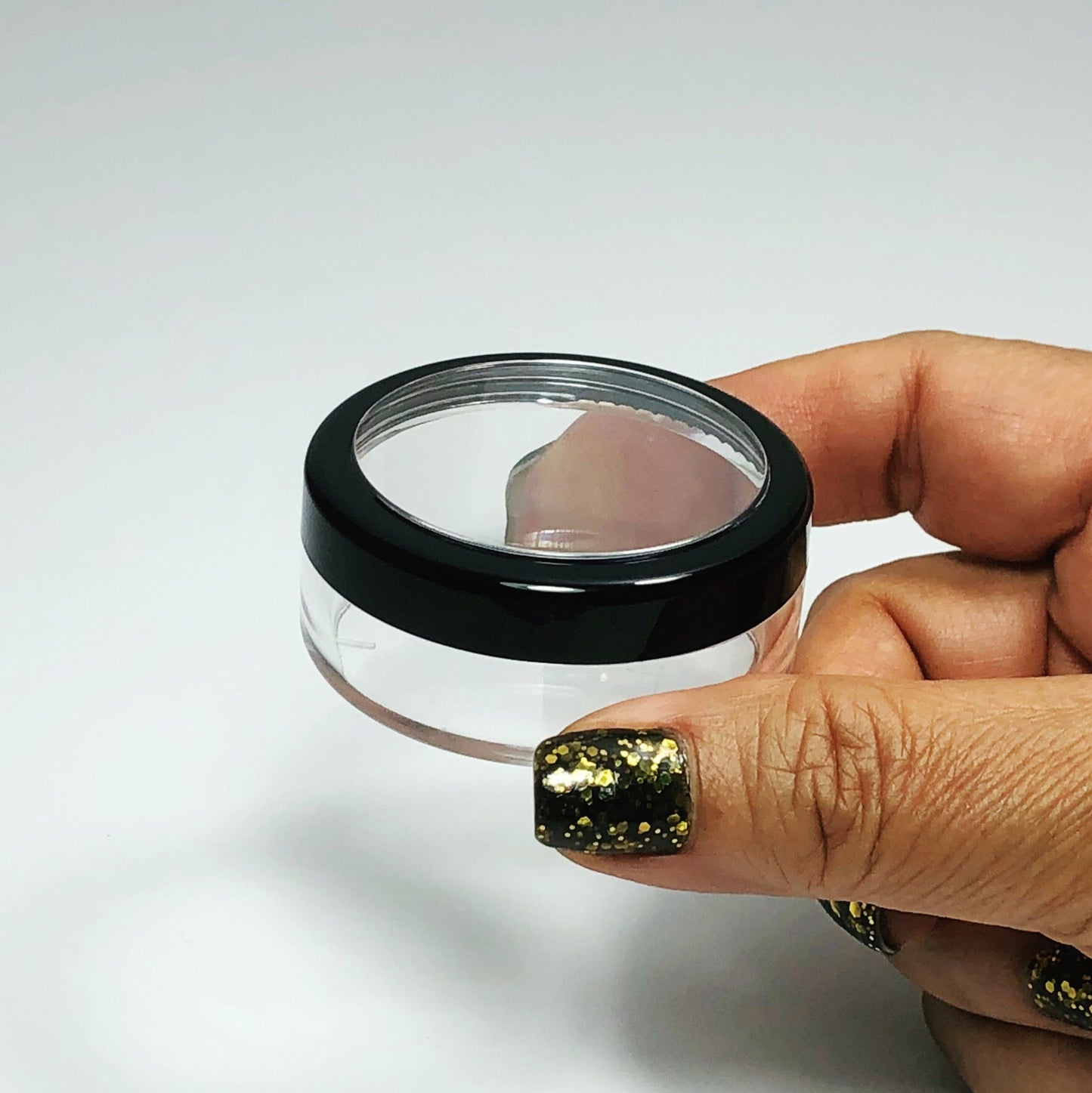 50 Cosmetic Jars Plastic Beauty Face Powder Makeup Round Containers 20 Gram 20 Ml Black Trim Acrylic Window Lid (3020-50) Discount Cosmetic Jars