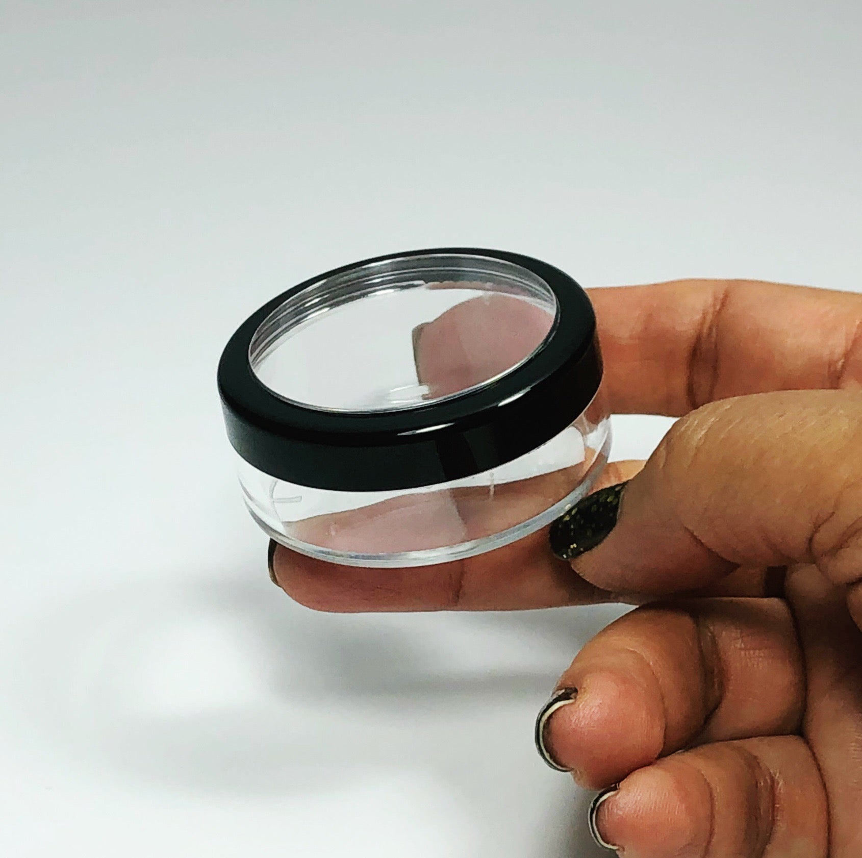 50 Cosmetic Product Storage Jars Beauty Containers Face Powder 20 Gram 20 Ml Black Trim Acrylic Window Lid (3020-50) Discount Cosmetic Jars