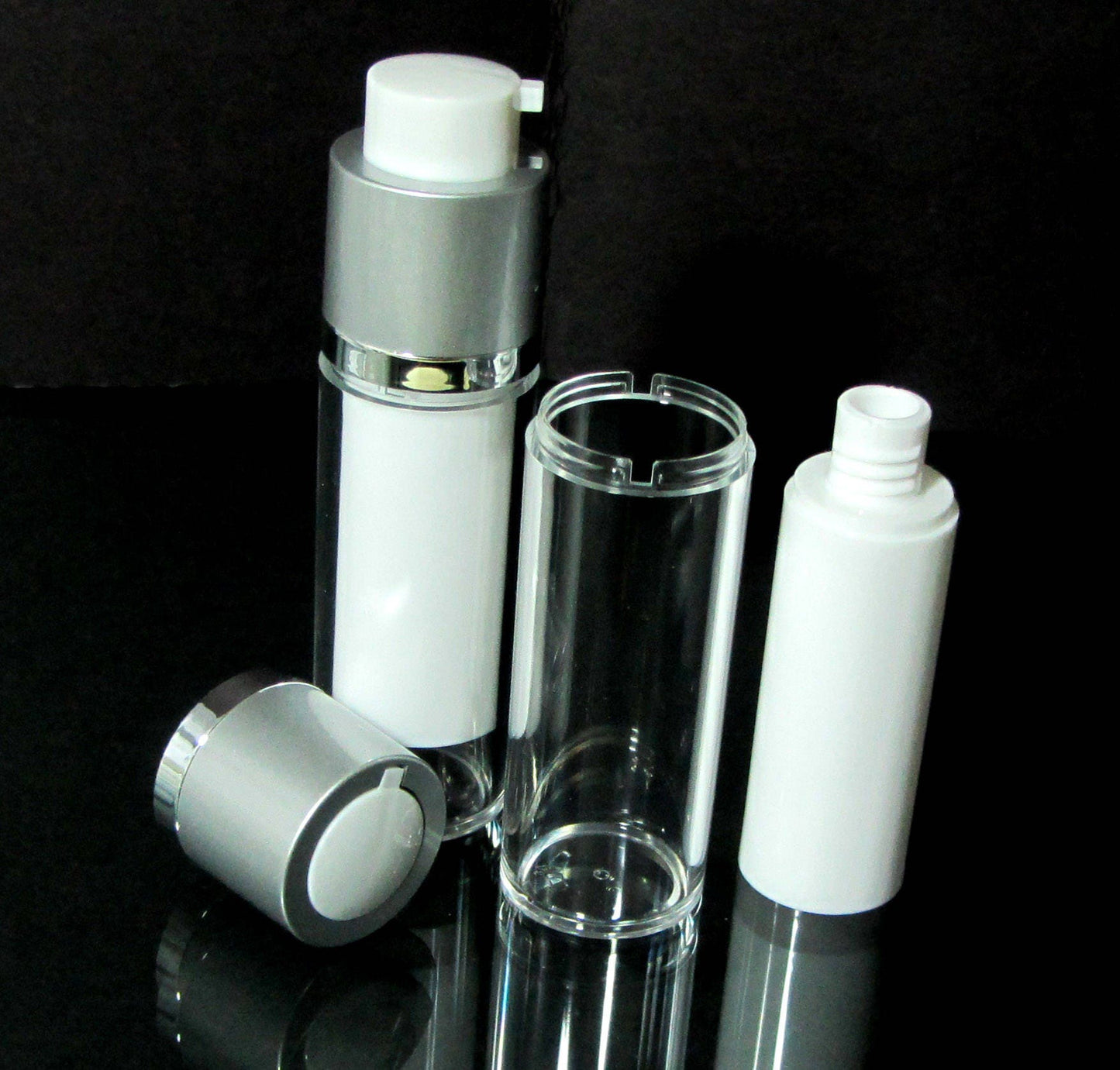 Airless Pump Bottles Twist Up Style Acrylic Serum Facial Treatment Empty Bottles 30 Ml 1 oz. (2 Bottles) 3530-2 Discount Cosmetic Jars