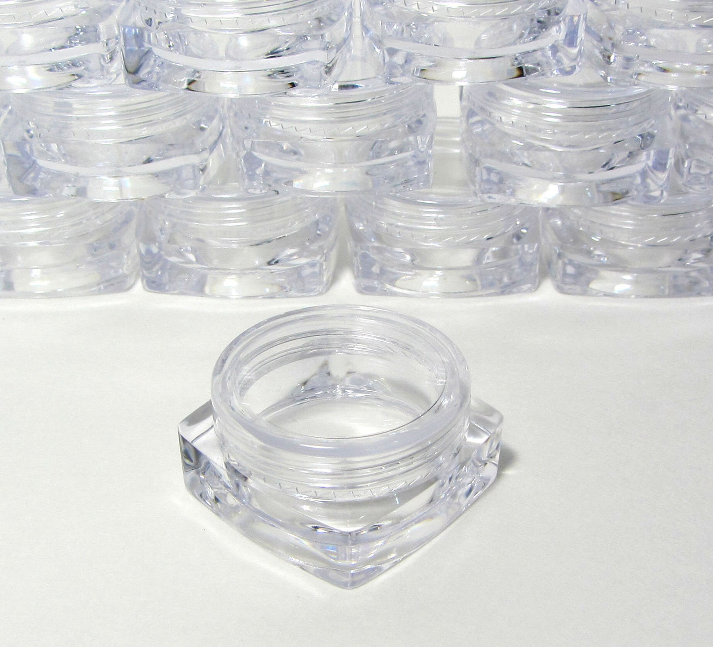 Cosmetic Jars Mini Square Beauty Lip Balm Eyeshadow Glitter Container 3 Ml Sampple Jar Purple Pink Red Blue White Clear Black Lid (25 Jars) Discount Cosmetic Jars