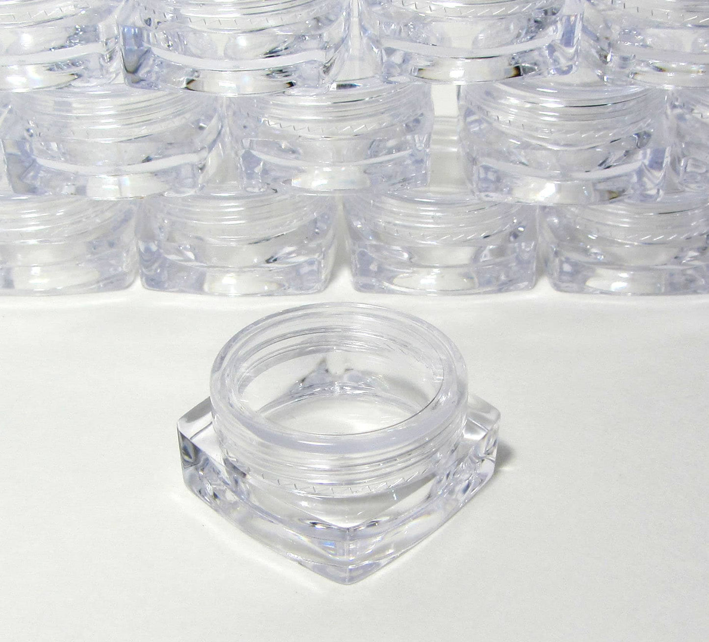 Mini Cosmetic Jars Square Beauty Lip Balm Eyeshadow Glitter Container 3 Ml Sampple Jar Purple Pink Red Blue White Clear Black Lid (5 Jars) Discount Cosmetic Jars